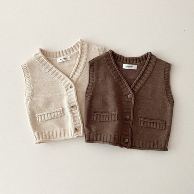 V-hals Baby Knit Vest Effen Kleur Kids Mouwloze Gebreide Tops Jongens Trui Baby Gebreid Vest Herfst Meisjes Jas