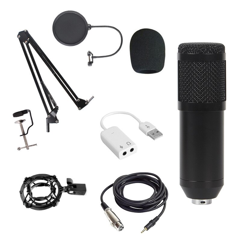 BM 800 karaoke microphone BM800 studio condenser mikrofon mic bm-800 For KTV Radio Braodcasting Singing Recording computer: Black Package 1