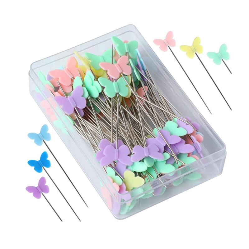 100 Pieces Long Straight Pins Sewing Pins with Clear Plastic Box Dressmaking Sewing Accessories for DIY Jewelry Decor 2022