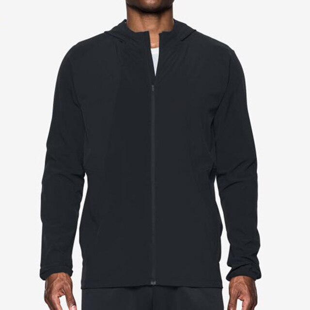 Mens Running Jas Rits Vest Truien Snel Droog Outdoor Sport Hoody Fietsen Fitness Gym Winddicht Hooded Sweatshirt: Asian size XXL