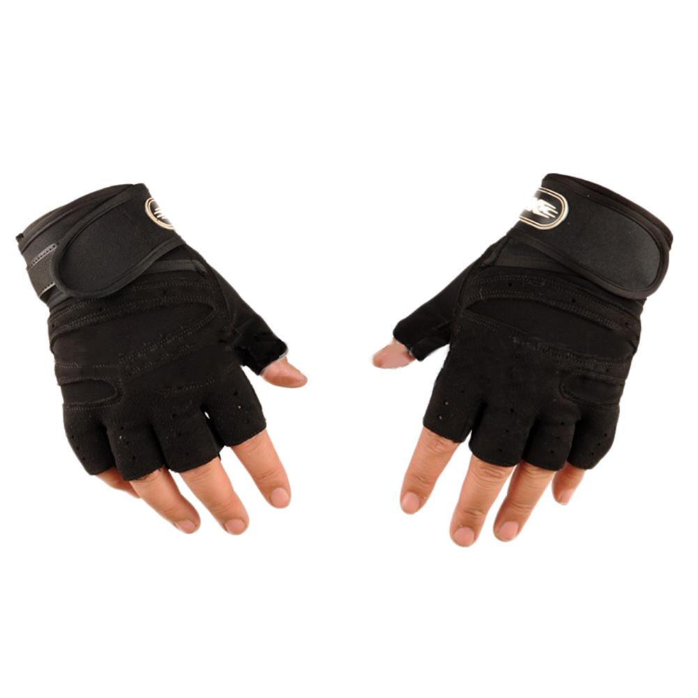 Luvas de ginásio de fitness luvas de levantamento de peso treinamento de construção do corpo esportes exercício esporte treino luva para homens mulher m/l/xl: Black L