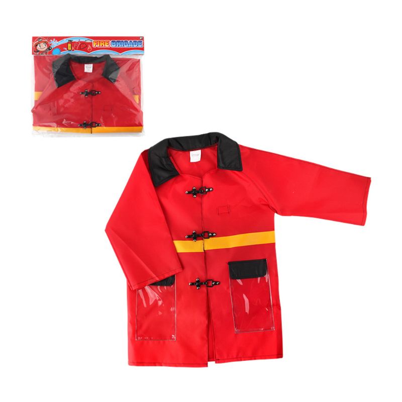 Kids Firefighter Fireman Cosplay Costume Waterproof Jacket Uniforms Clothes Role Play Toy Funny Halloween Party Game