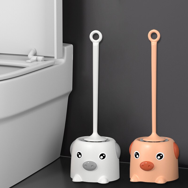 Thuis Toiletborstel Cleaner Kat Lange Handvat Platte Leuke Toiletborstel Kast Brosse Toilette Badkamer Accessoires: 2 pieces3