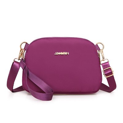 Vintage Women Water proof Nylon Messenger Bag Shoulder Crossbody Bag Lady Small Shell Bag Bolsa Feminina More Zippers Package: Plum