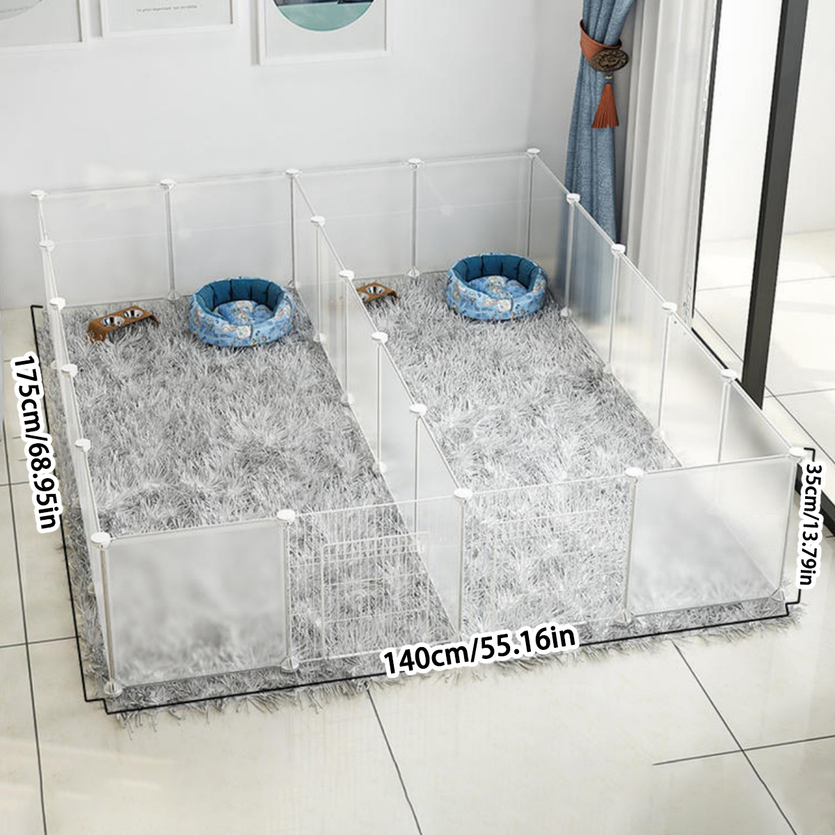 Isolatiebord voor kleine dieren, beschermhek voor kleine en middelgrote honden, verwijderbaar hek voor huisdieren, transparante kooi, kattenkooi, afneembaar en wasbaar