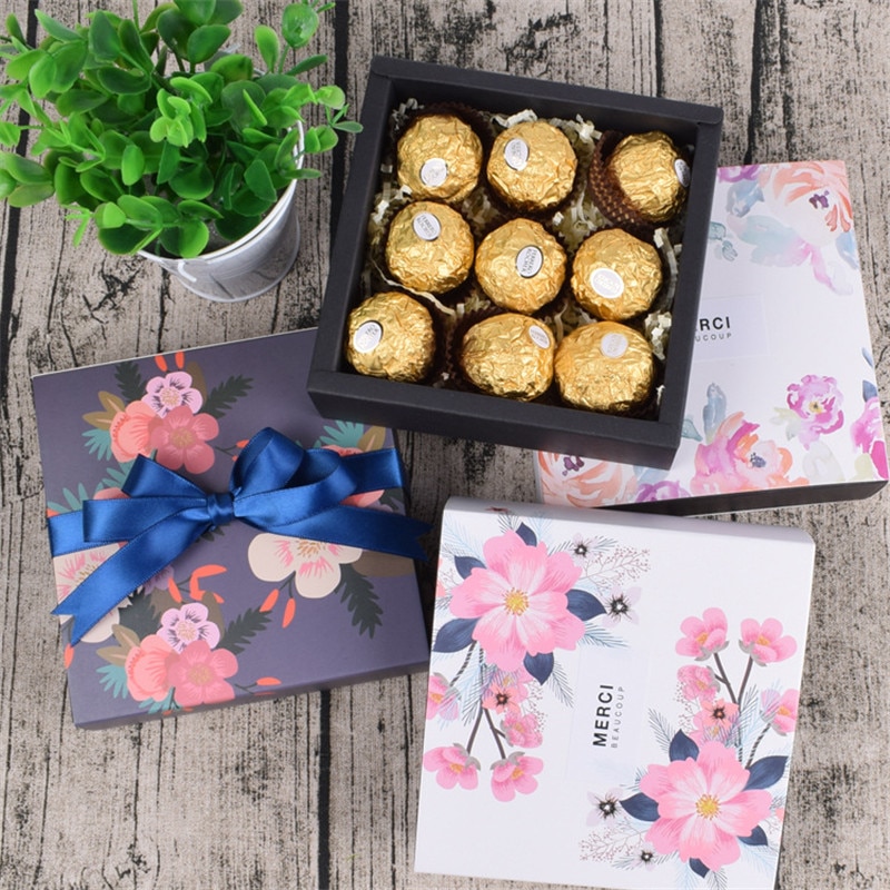 1 Uds. caja de recuerdo de boda para dulce pastel Chocolate Boite Dragees bonbonniere Flower caja de (sin cinta/pegatina)