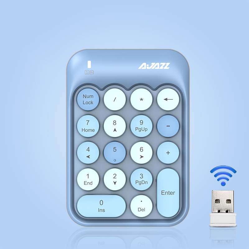 2.4G Wireless Numeric Keyboard Keypad For Laptop Macbook Computer Mini 18keys Digital Number Keyboard Slim Numpad For Office: Colorful Blue