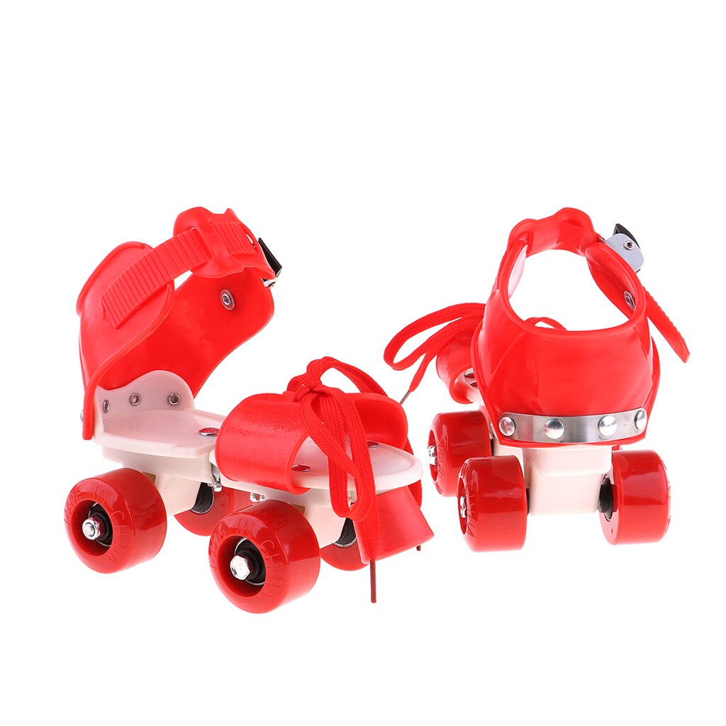 Børns klassiske firhjulede rulleskøjter 4 hjul udendørs indendørs balanceopbevaring: Rød