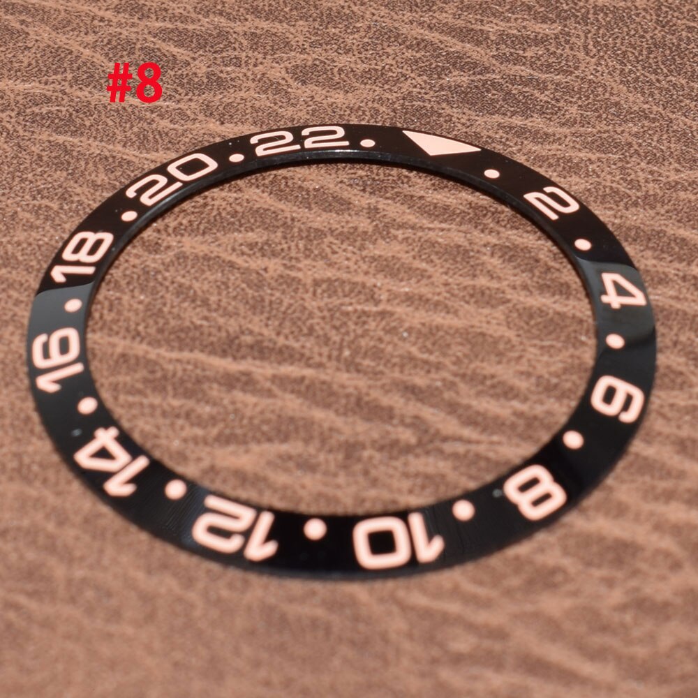 9 model 38mm groen/zwart/blauwzwarte keramische lunette-inzet voor 40mm gmt automatisch uurwerkhorloge: 8