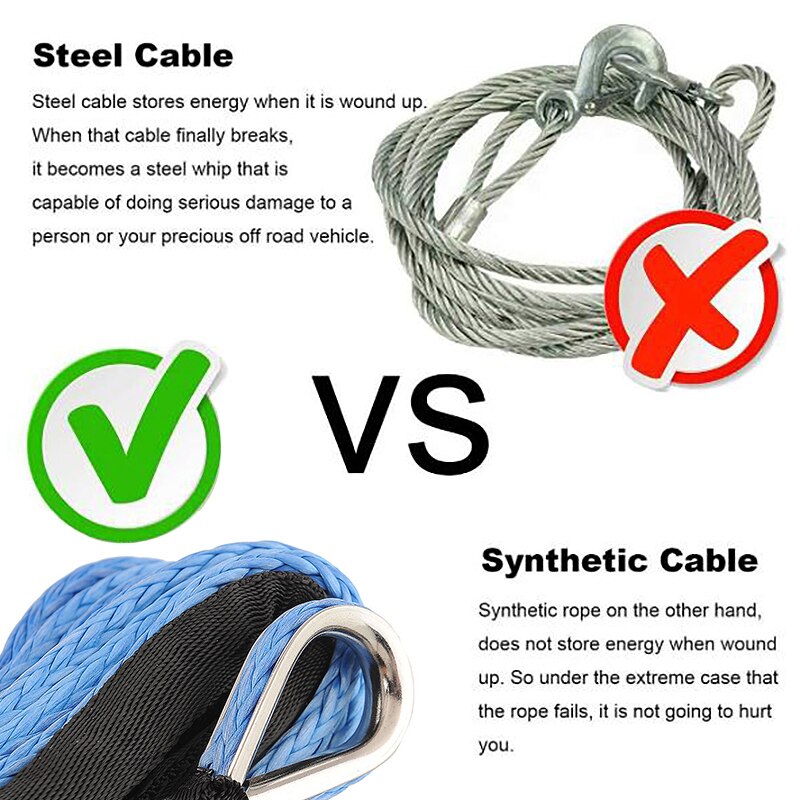 7700Lbs Elektrische Winde Seil Nylon Seil Hohe Festigkeit Faser Seil 6mm x 15M Auto Anhänger Seil Anhänger Gürtel