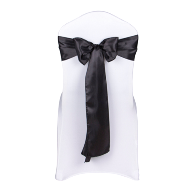 Bruiloft Stoel Sjerpen Bruiloft Stoel Bow Satin Stoel Sjerpen Lint Partij Stoel Band Decoratie Mariage: Black