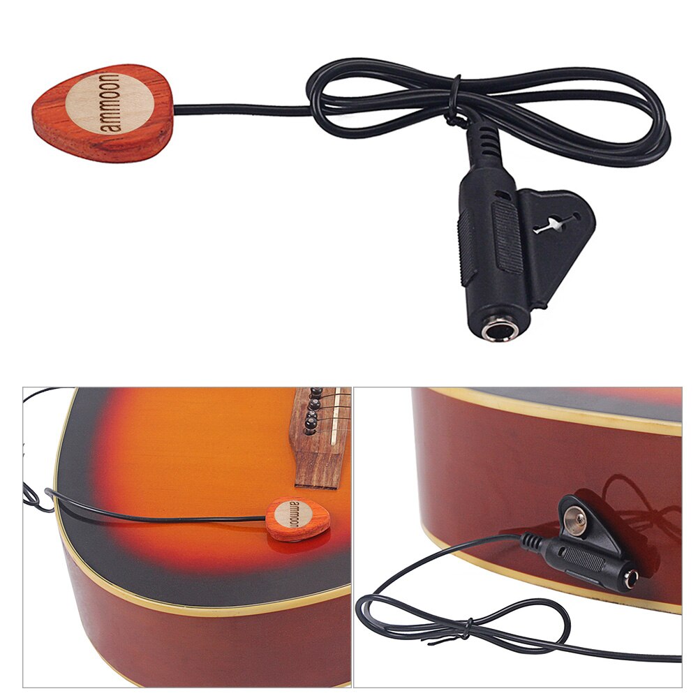 ammoon Mandolin Guitar Pickup Wood Piezo Contact Microphone Pickup 6.35mm Port for Guitar Ukulele Violin Banjo Mandolin