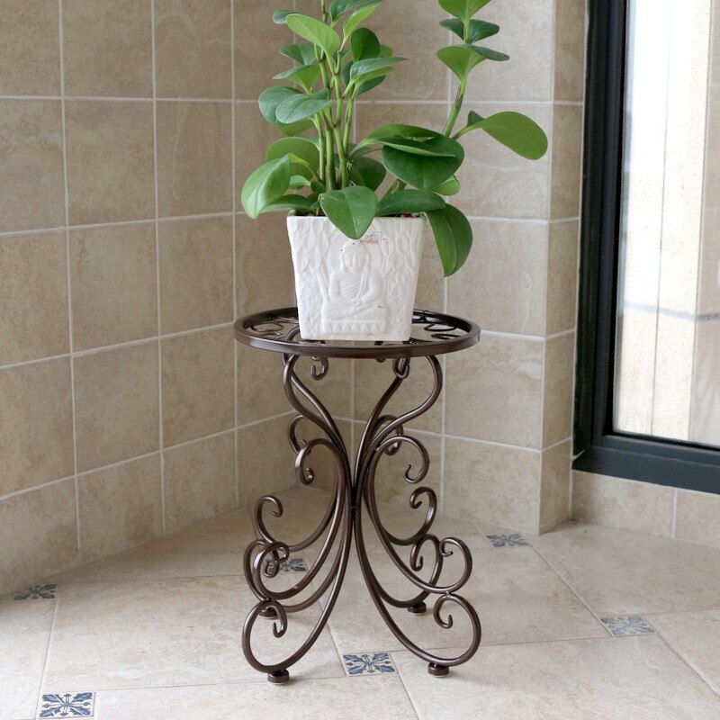 Soggiorno di fiori in ferro battuto In piedi telecamera costruito-in cremagliera in ferro battuto a pavimento balcone appeso fiore di orchidea vaso di fiori