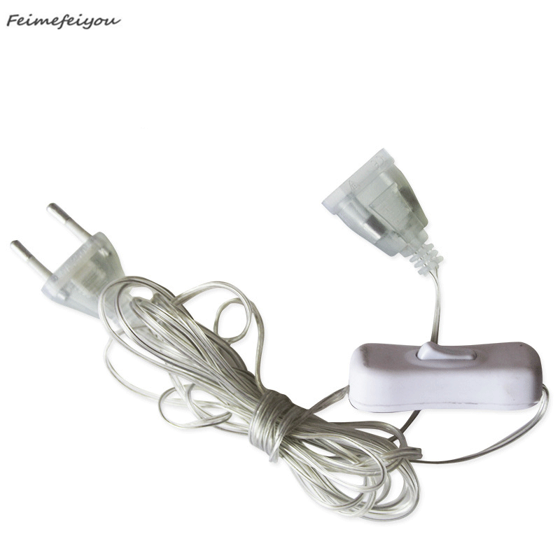 Cable extensor de 3/5M, enchufe UE/EE. UU. para Navidad, iluminación para de boda, cadena de luces LED para vacaciones, cable de extensión de luz para cortina