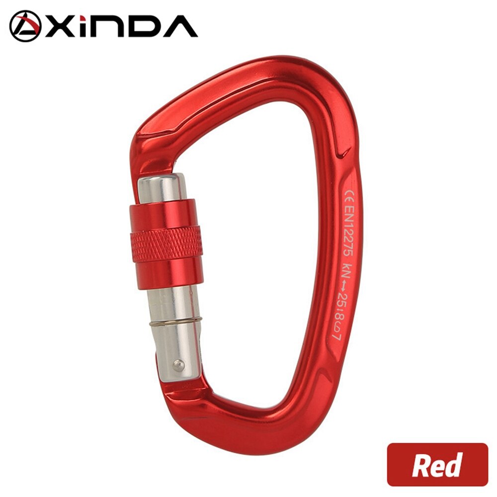 Xinda 25KN D-tipo pesado escalada mosquetón con bloqueo de rosca y montañismo en una hamaca de Camping al aire libre de equipos: Rojo