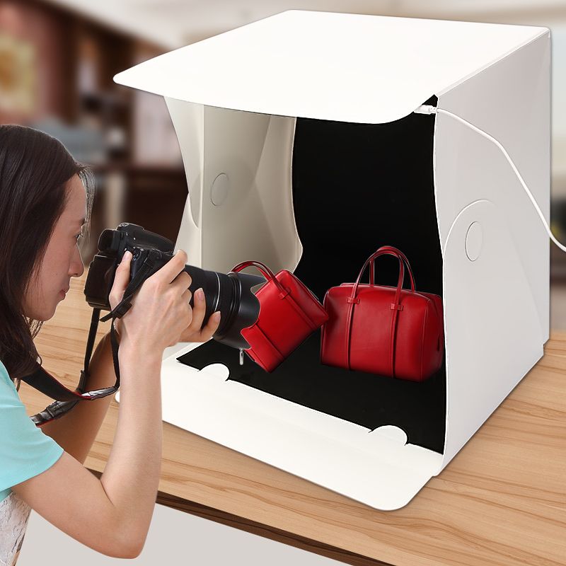 Portable 15.8 Inch Folding Light Box Photography Studio Softbox LED Light Soft Box Tent Kit for Phone Camera Photo Background