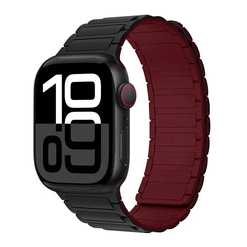 Magnetarmband für Apfel Uhr Band 45 mm 44 mm 40 mm 46 mm 41 mm 42 mm 38 Silikonarmband iWatch Serie 8 7 6 Se 9 10 Ultra 2 49 mm: Schwarz / 12mm