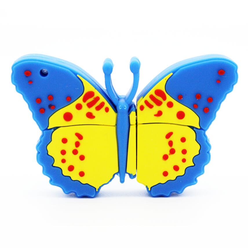 Jaster Mooie Vlinder Model Usb Flash Drive Usb 2.0 Leuke Sleutelhanger Memory Stick U Diskl Pendrive 4 Gb 8 Gb 16 Gb 32 Gb 64 Gb: 32GB / Blue