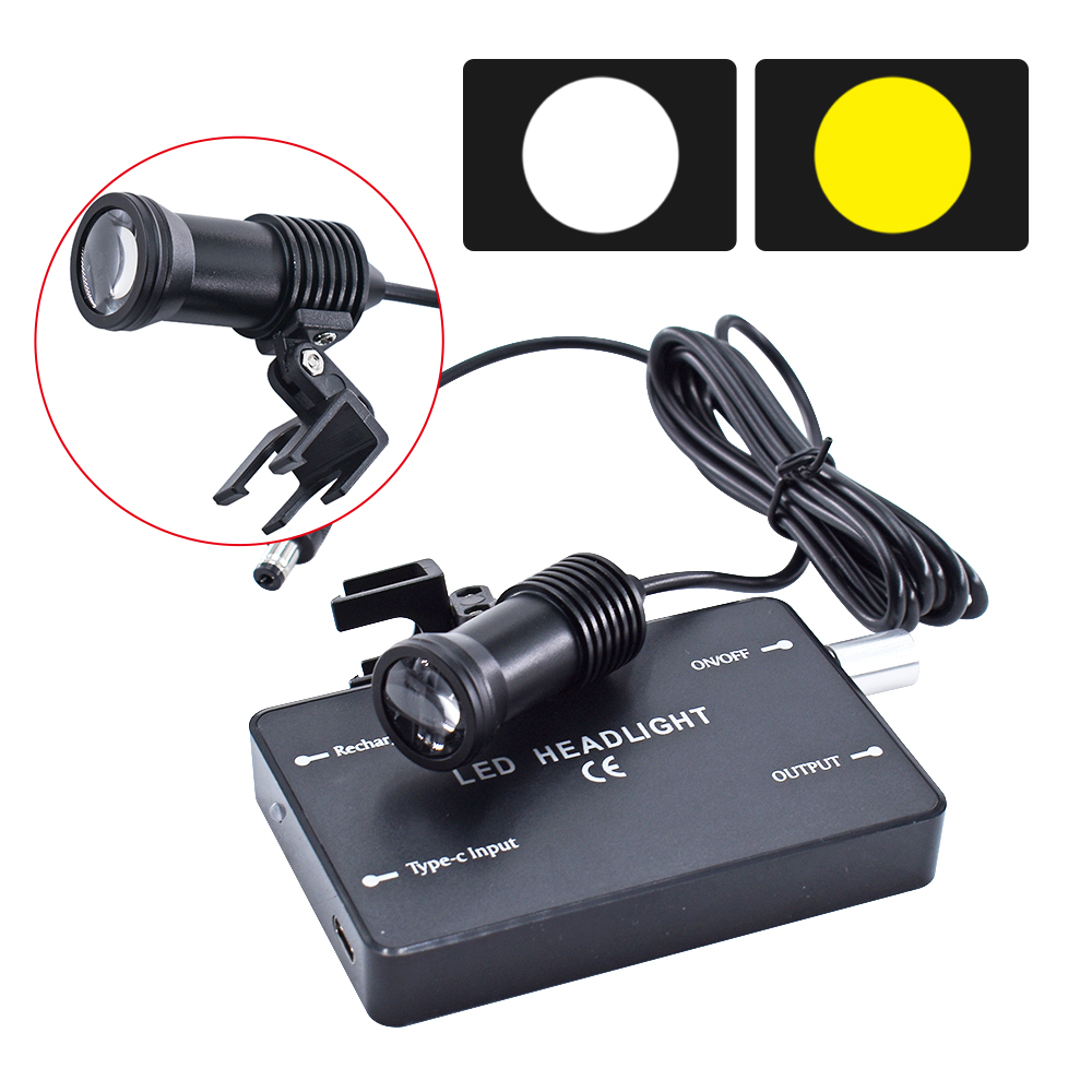 Tandheelkunde Verrekijker Vergrootglas 2.5X 3.5X Ultralichte Optische Loepen 320-420mm Vergrootglas Met Draadloze 5W Koplamp: Lichtblauw