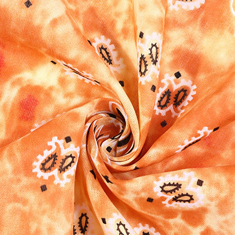 Tie Dye Hip Hop Cotton Bandana Square Scarf Headwear Headband Scarf Gradient Color Print Handkerchief For Women Men
