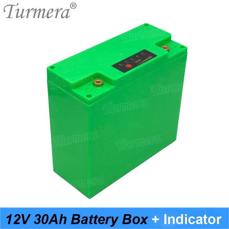 Turmera 12V 30Ah Battery Box Storage Case with Capacity Indicator Build 48Piece 18650 Battery for Uninterrupted Power Supply 12V: Green Box