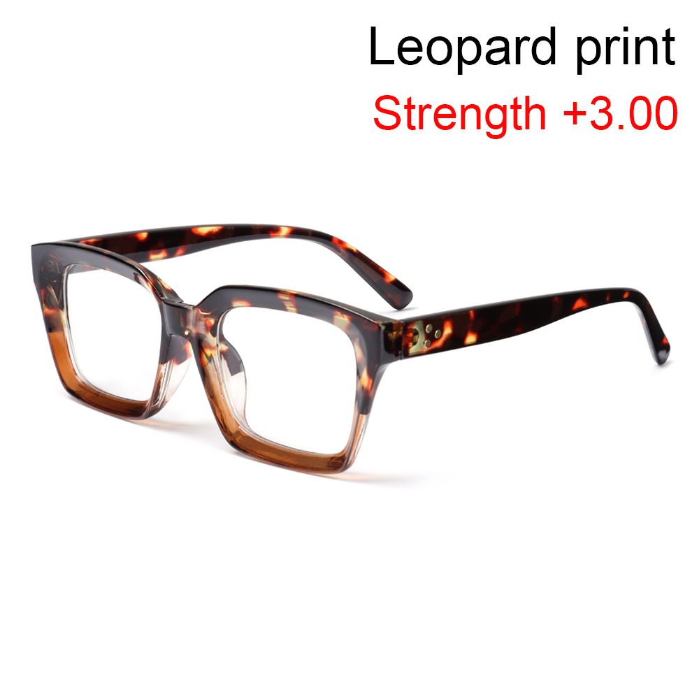 Oversized Square Reading Glasses Men Women Large Frame Presbyopia Eyeglasses Diopter +1.0~+4.0: Red / +25