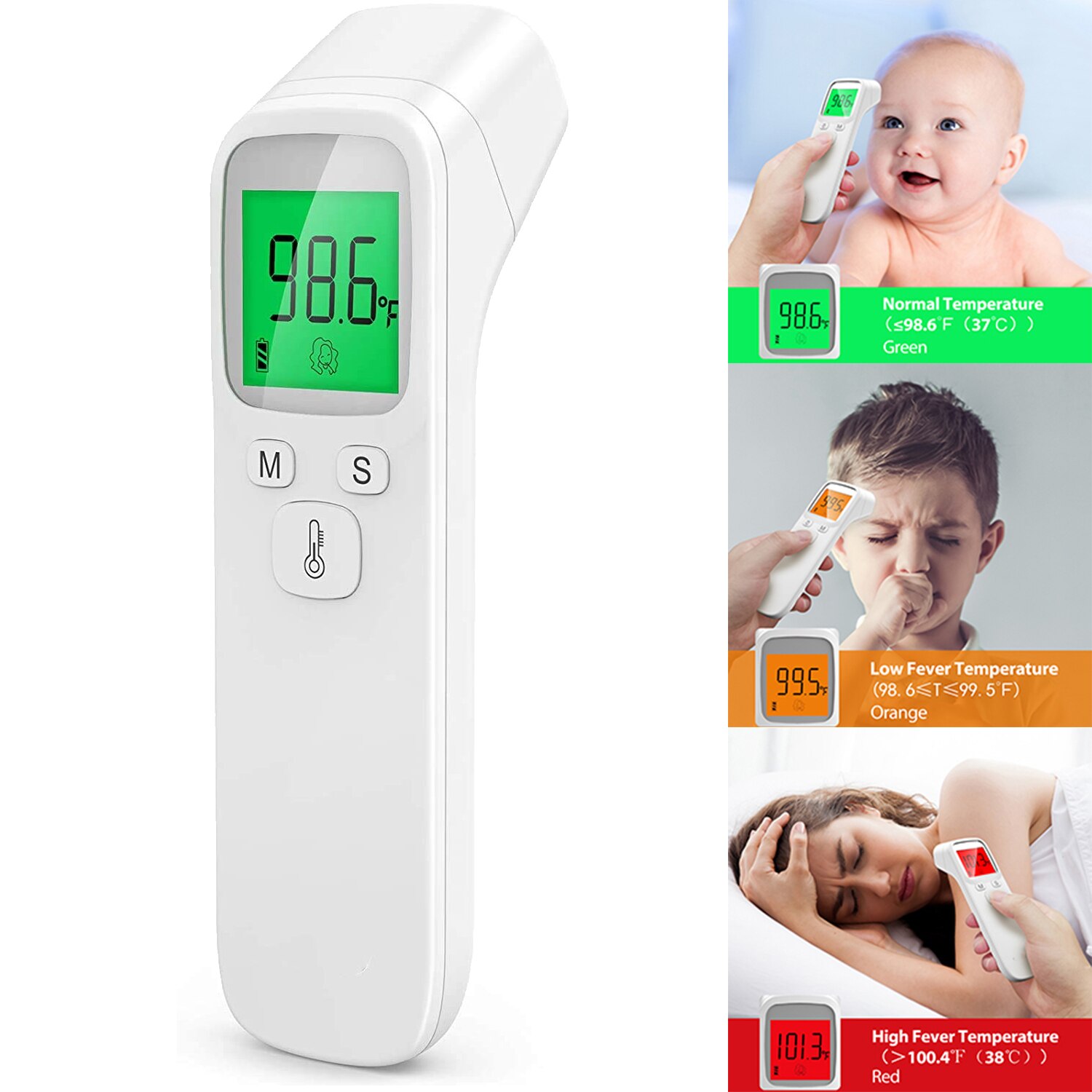 Termómetro Digital infrarrojo IR sin contacto, Sensor de temperatura para frente, cuerpo/objeto, medición LED para bebés/adultos: style 7