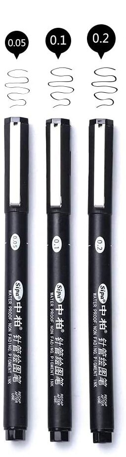 Fine Line Needle Pen for Cartoon Sketching, Comic, Manga, Artist Illustration, Technical Drawing, Figure: 0050102