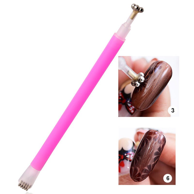 Bolígrafo de imán para uñas de 2 cabezas, pluma magnética de flor de ciruela, palo mágico de ojos de gato para esmalte de dibujo, herramientas de Gel, imán para uñas, colores x3, 1 Uds.