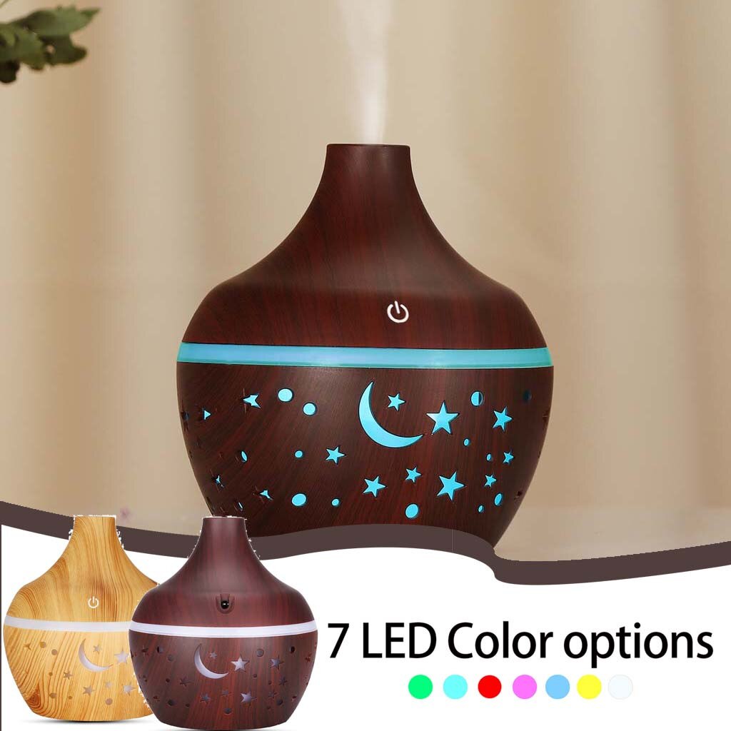 USB humidifier Electric oil Aromatherapy wood grain Ultrasonic air diffuser with 7 colors lights for home office Reed Diffusers