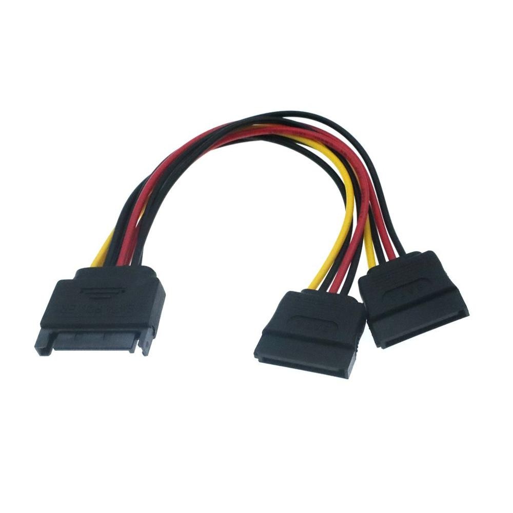 Sata Haakse 1 Naar 2 Manier 15Pin Sata Power Verlengkabel Male Naar Dual Vrouwelijke Sata Ssd Power Poort multiplier 20 Cm Beste Prijs