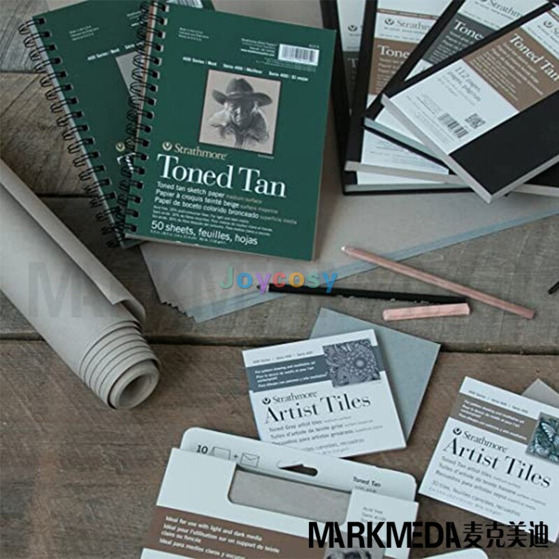 Strathmore Toned Sketch Paper Pad, 400 Series Middle Toned Value for Light &amp; Dark Media Made, for graphite, chalk, charcoal
