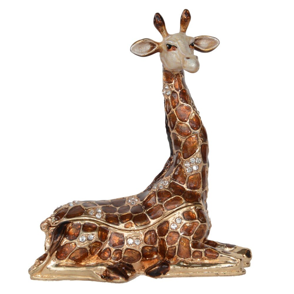 Zitten Giraffe Metalen Legering Sieraden Dozen Trinket Doos Collectible Tinnen Ornament Geschenkdoos Metalen Ambachten