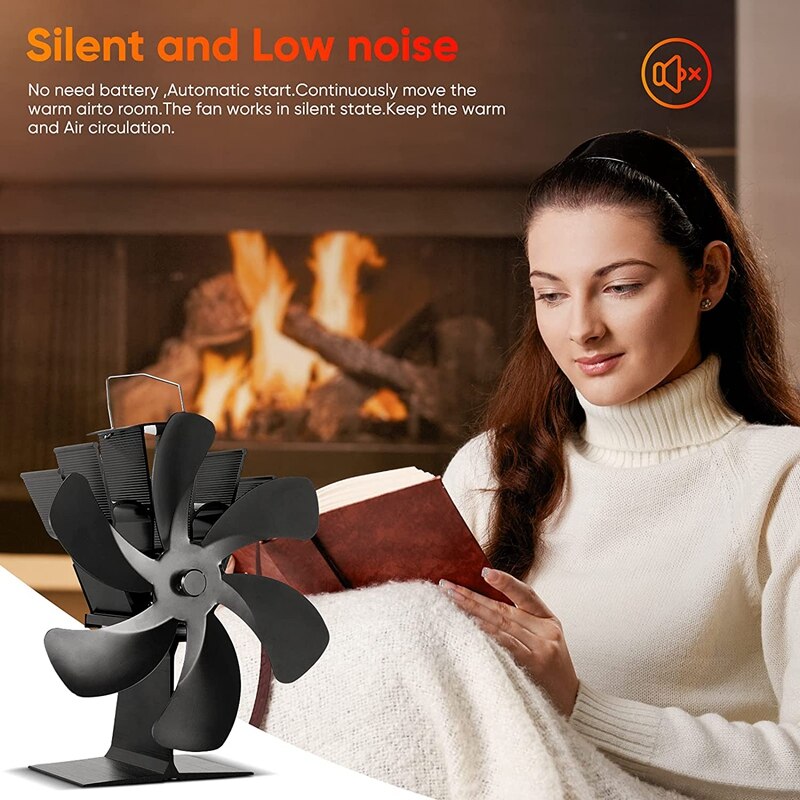 Wentylator robić pieca na drewno, 6 ostrzy wentylator zasilany ciepłem z termometrem, wentylatory piecowe nieelektryczne robić palnika/cichego silnika