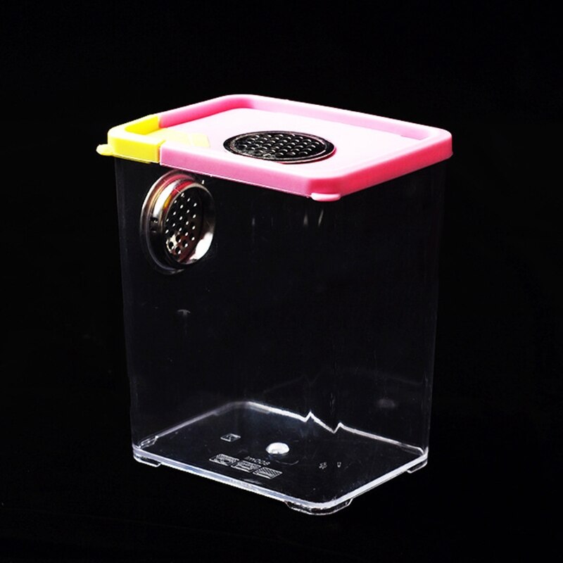Portable Transparent Breeding Spider Feeding Box with Breathable Lid Insect Observation Cage Terrarium Butterfly Habitat: M