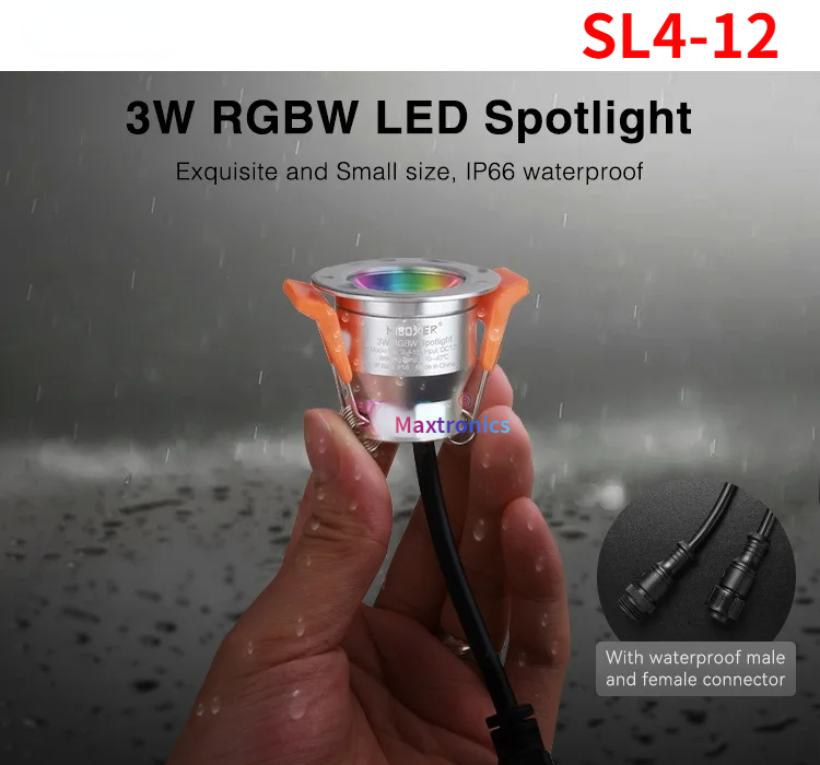 Miboxer 3w mini vanntett led-spotlight 12v ensfarget/dobbelt hvit/rgb/rgbw 2.4g fjernkontroller  ip66 led-downlight dimbar: Grønn