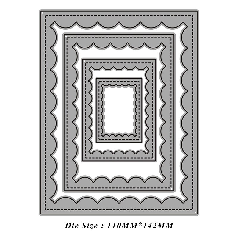 Rectangle scallop frame Metal Cutting Dies for DIY Scrapbooking Photo Album Decorative Embossing Paper Card Crafts Die Cut: Default Title