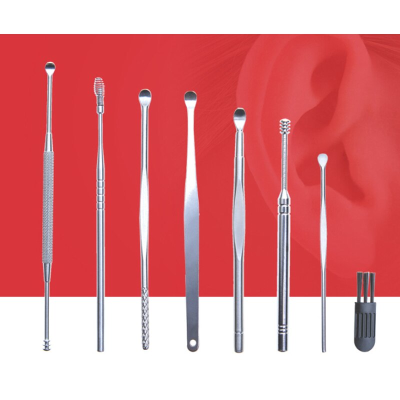 Oor lepel oor graven oorsmeer schoonmaken oor picking tool volwassen oor lepel Draagbare en compacte set (set van 8)