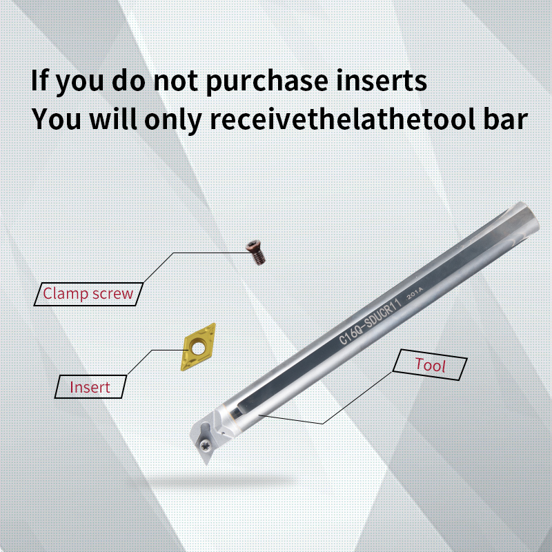 Internal Cooling Tungsten Steel Cutter Bar C10K/12M/16Q-SDUCR/SDQCR Internal Hole Turning Tool DCMT Carbide Blade Lathe Tool Set