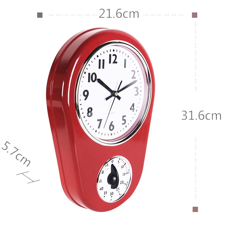 Home Retro Vintage Old Stylish 8.5 Inch Kitchen Time Wall Clock with 60 Minutes Timer Easy to Read