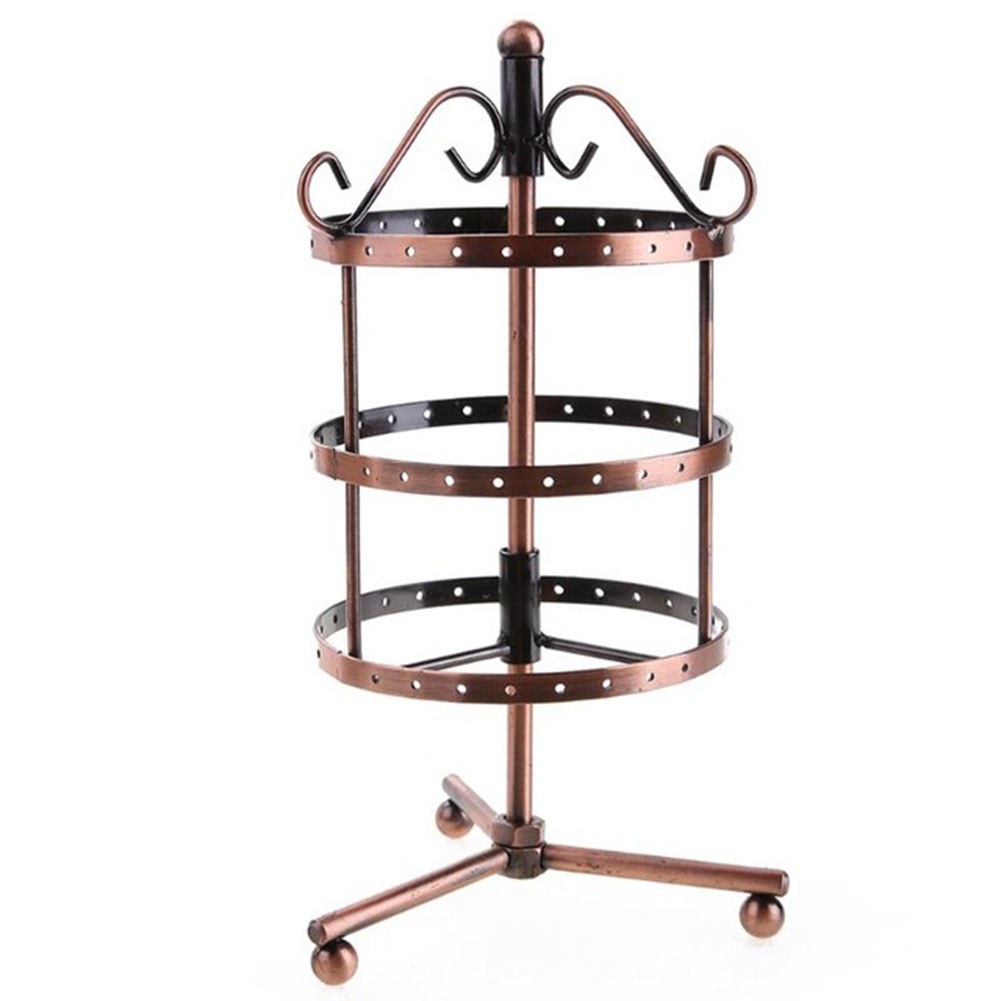 3 Tiers 72 Löcher Runde Ohrringe Display Rack Metall Rotierenden Schmuck Ständer Halter: Bronze