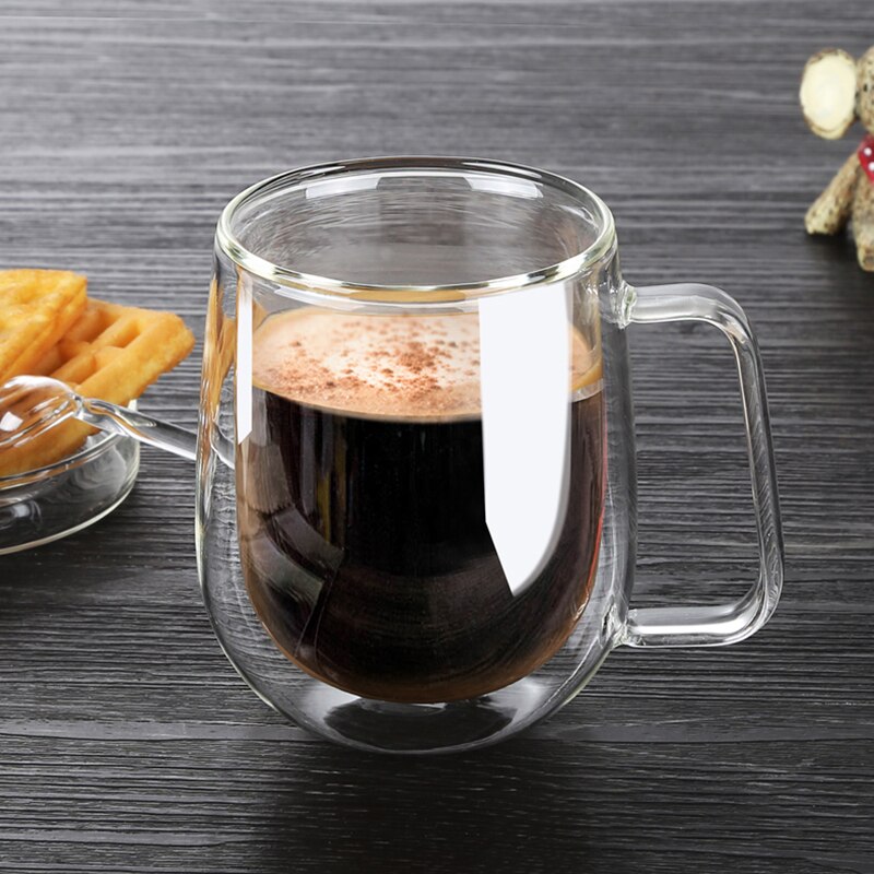 Kaffekopper sæt te krus håndlavede øl drikke et krus kontor krus gennemsigtige drikkevarer dobbelt glas kopper