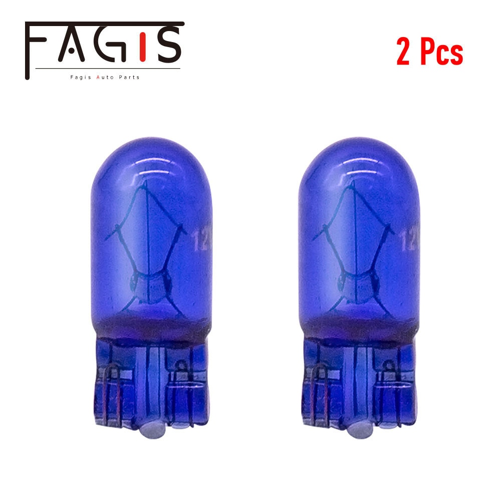 Fagis 2 Pcs T10 W5W 158 194 12V 5W Natuurlijke Blauw Glas Wiggen Signaal Lampen Super Witte Auto instrument Licht Auto Leeslampjes