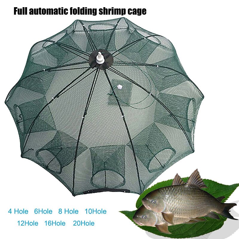 Portable Fishing Net Nylon Automatic Foldable Catch Fish Baits Trap For Fishes Shrimp Minnows Crab Cast Mesh NOV99