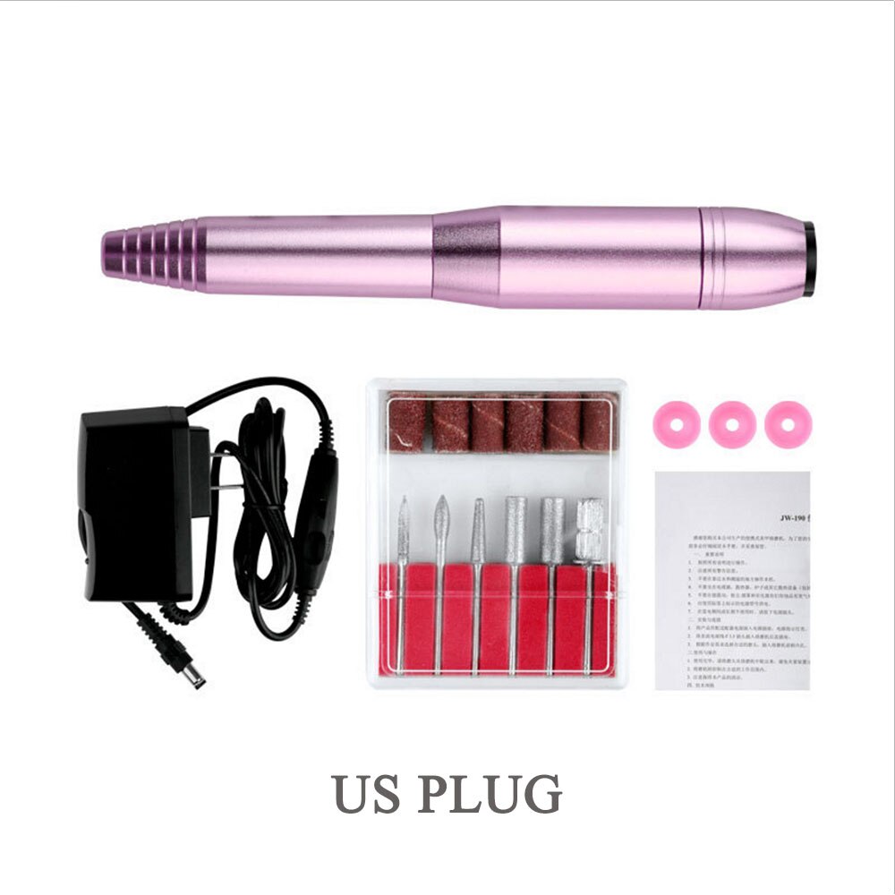 Electric Nail Drill Pedicure Milling Drill Bits Manicure Machine Cutters Apparatus for Manicure Nail Art Drill File Cutter Set: Pink
