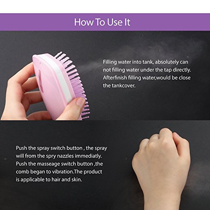 Portable Electric Hair Ionic Brush Steam Spray Comb Fast Hair Straightener Negative Ion Comb Anti Hair Loss Scalp Massage Comb