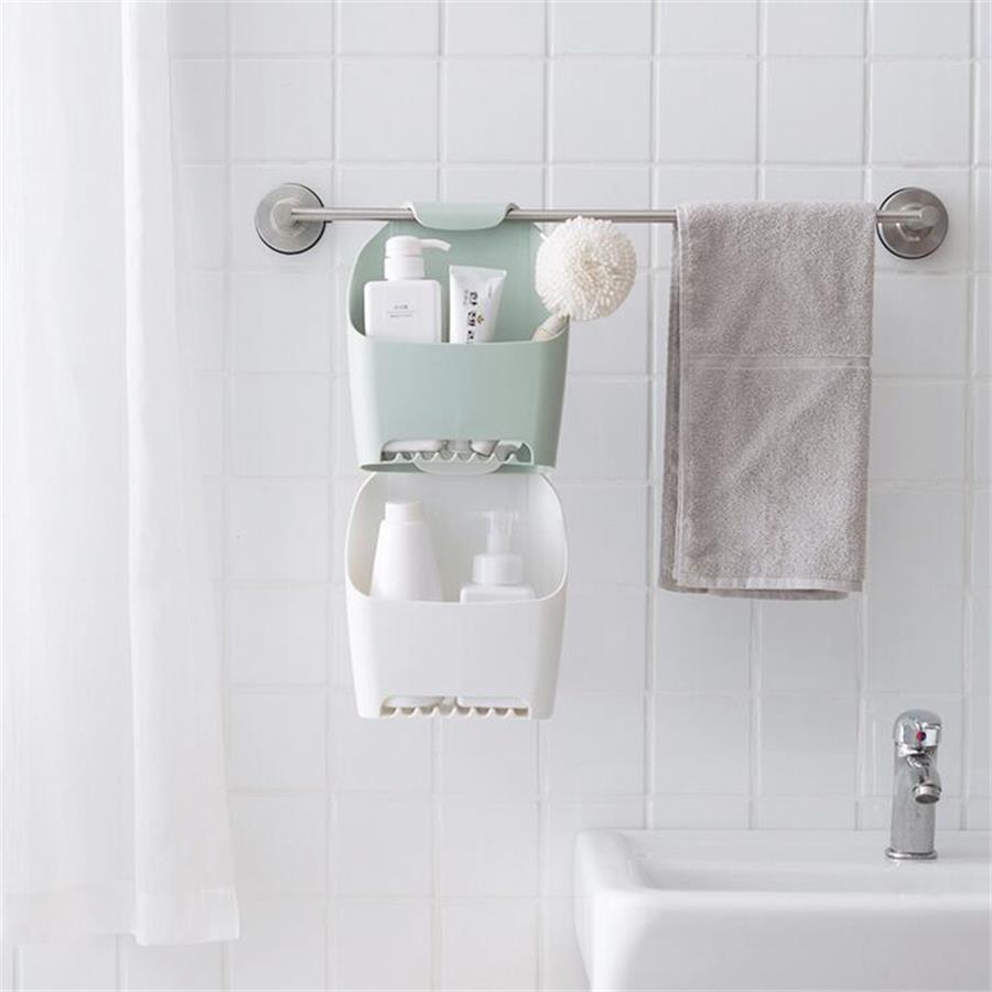 Badeværelse hængende bruser arrangør køkken hængende afløbspose opbevaring arrangør badkurv til shampoo, kosmetik: Hvid