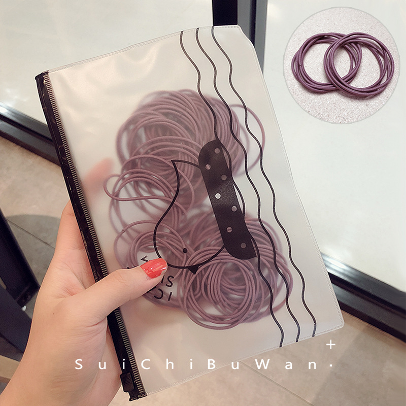 100 Uds. Banda elástica para el cabello para mujer, coleteros, sombreros, bandas de goma, diadema para niñas, accesorios para el cabello FS-008: Morado