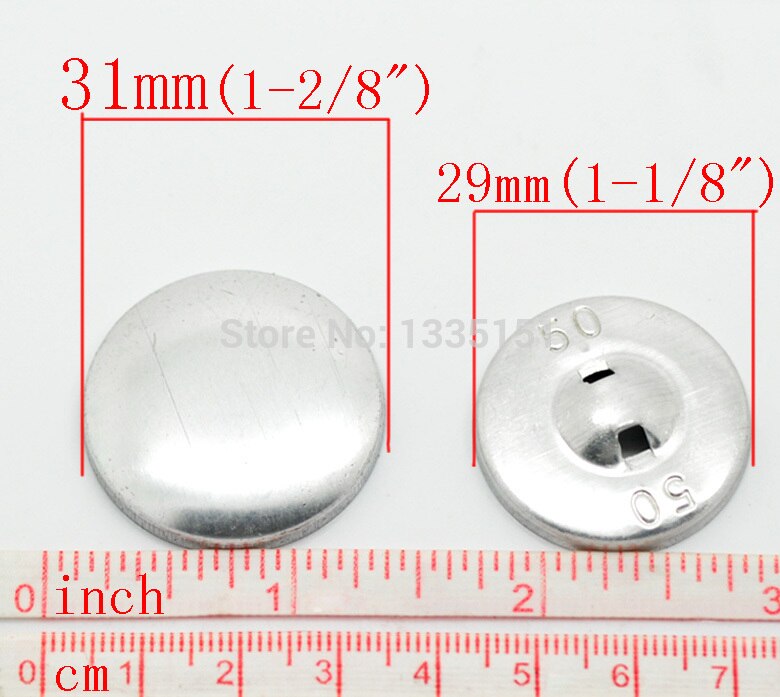 Geen -50 sets aluminium tone backs cover metal knoppen 31mm. 31mm (1 2/8 "x1 2/8") 29mm. 29mm (1 1/8 "x1 1/8") (E19230) in