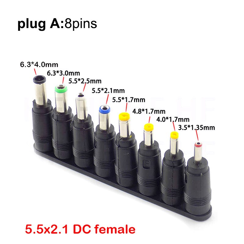 Adaptador de fuente de alimentación Universal de 5,5x2,1mm, DC hembra a macho, juegos de conectores de puntas para Thinkpad, juegos de clavijas para ordenador portátil, ángulo recto: Plug A
